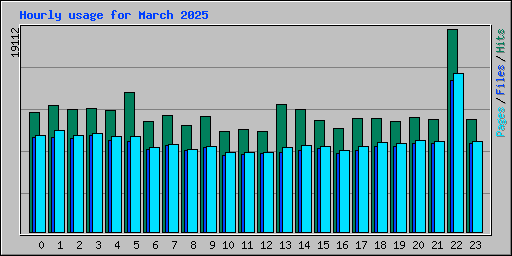 Hourly usage for March 2025